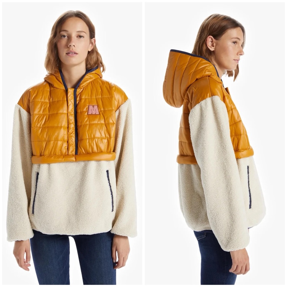 MOTHER Sher-Puff Zip Fleece Sherpa Pullover NEW